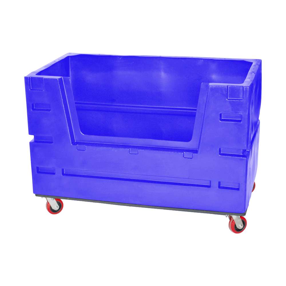 COF-3433-H6, Hopper Front Bulk Cart, 28 Bushel, 60" x 33" x 40" - Dark Blue 
