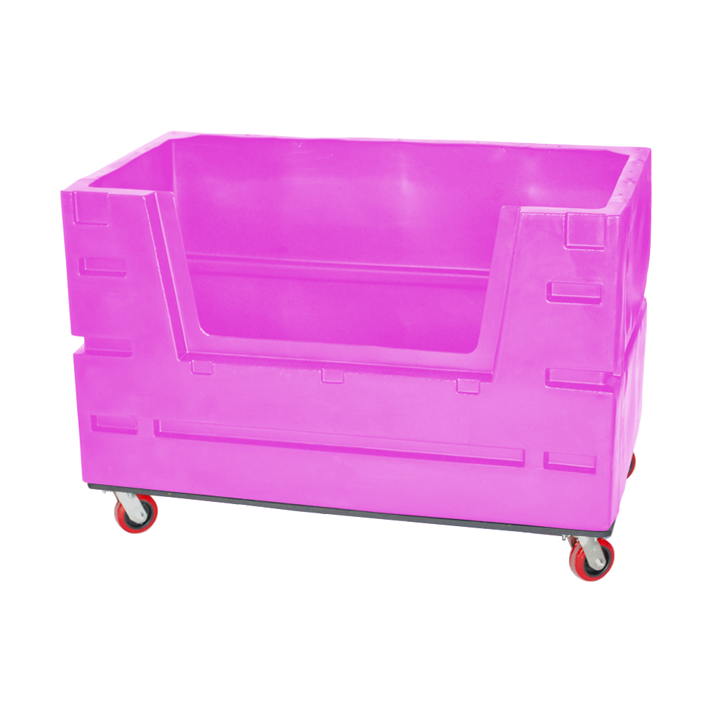 COF-3433-H6, Hopper Front Bulk Cart, 28 Bushel, 60" x 33" x 40" - Pink 