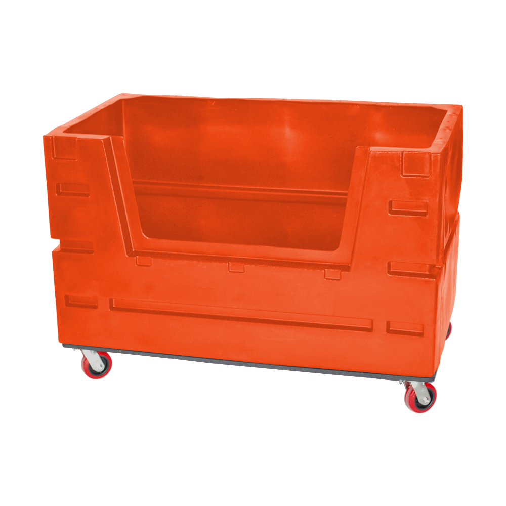 COF-3433-H6, Hopper Front Bulk Cart, 28 Bushel, 60" x 33" x 40" - Orange 