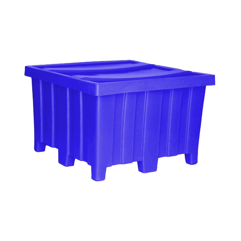 MTD, Forkliftable Container With Lid, 18.5 Bushel, 44" x 44" x 29.5" - Dark Blue, Heavy Duty 