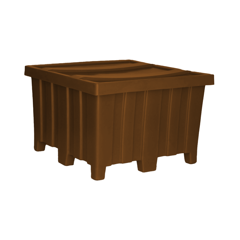 MTD, Forkliftable Container With Lid, 18.5 Bushel, 44" x 44" x 29.5" - Brown, Heavy Duty 
