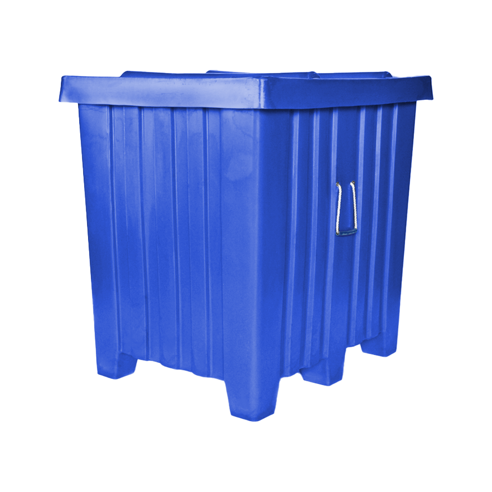 MTH, Forkliftable Bulk Container, 18.5 Bushel, 42" x 34" x 42" - Dark Blue, Heavy Duty 