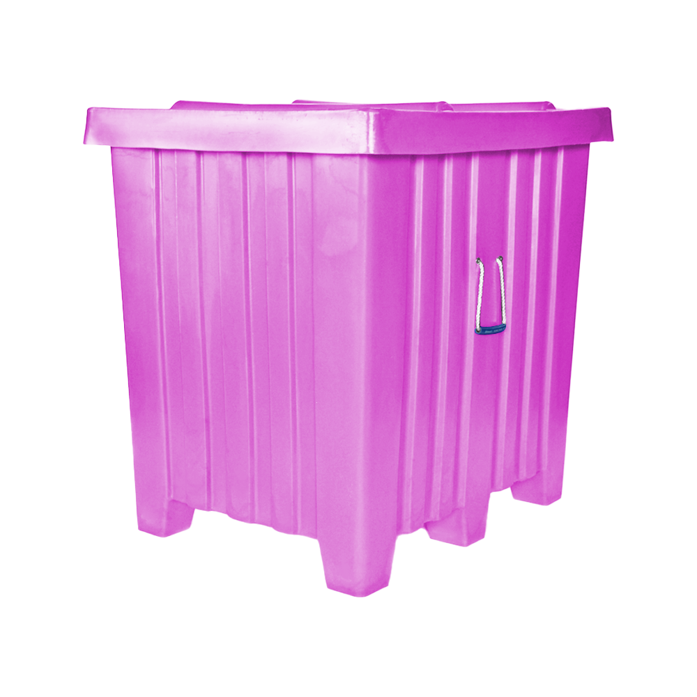 MTH, Forkliftable Bulk Container, 18.5 Bushel, 42" x 34" x 42" - Pink, Heavy Duty 
