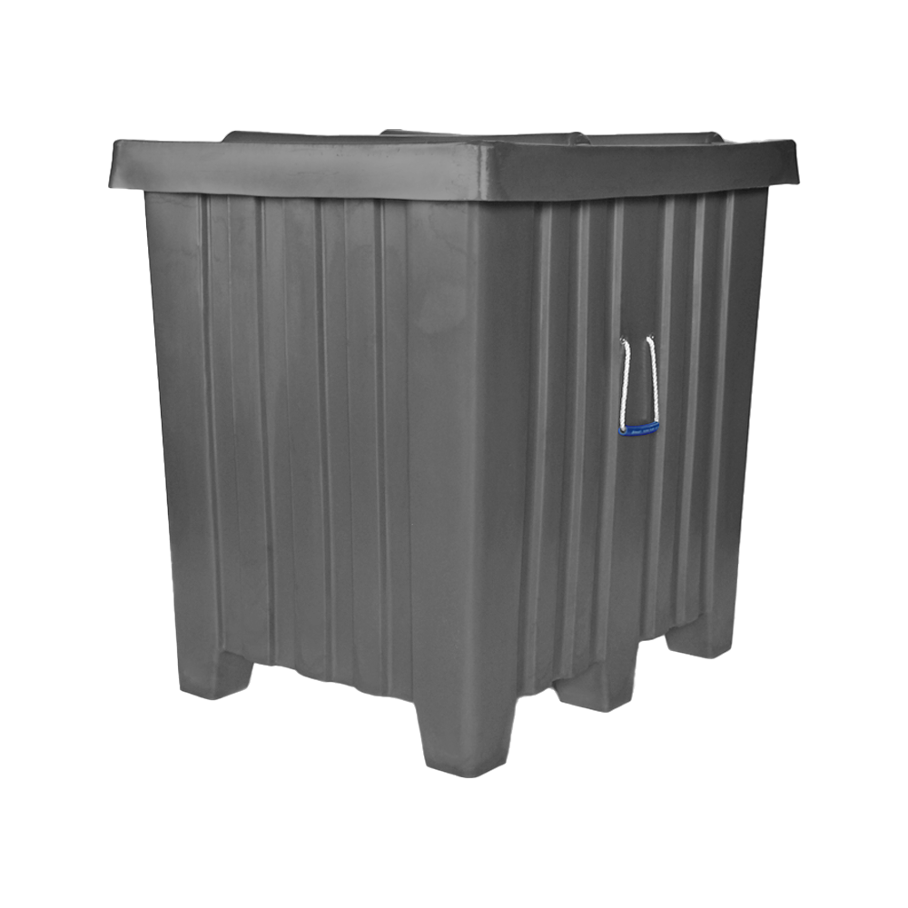 MTH, Forkliftable Bulk Container, 18.5 Bushel, 42" x 34" x 42" - Dark Gray, Heavy Duty 