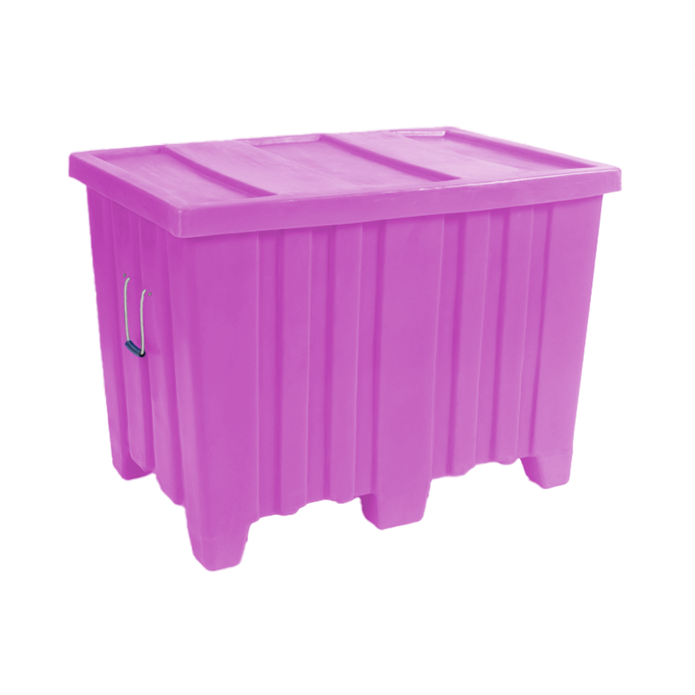 MTR-Series, Forkliftable Bulk Container, 10.44 Bushel, 45" x 30" x 33" - Pink, Heavy Duty 