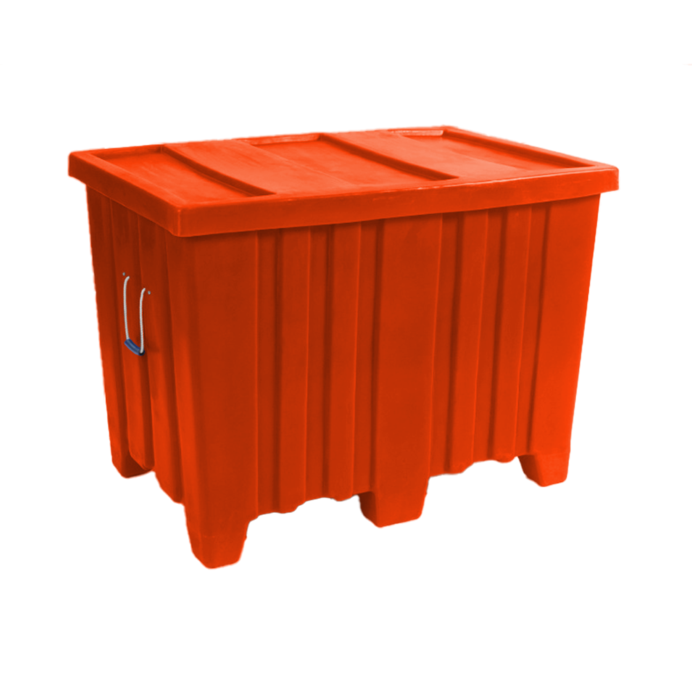 MTR-Series, Forkliftable Bulk Container, 10.44 Bushel, 45" x 30" x 33" - Orange, Heavy Duty 