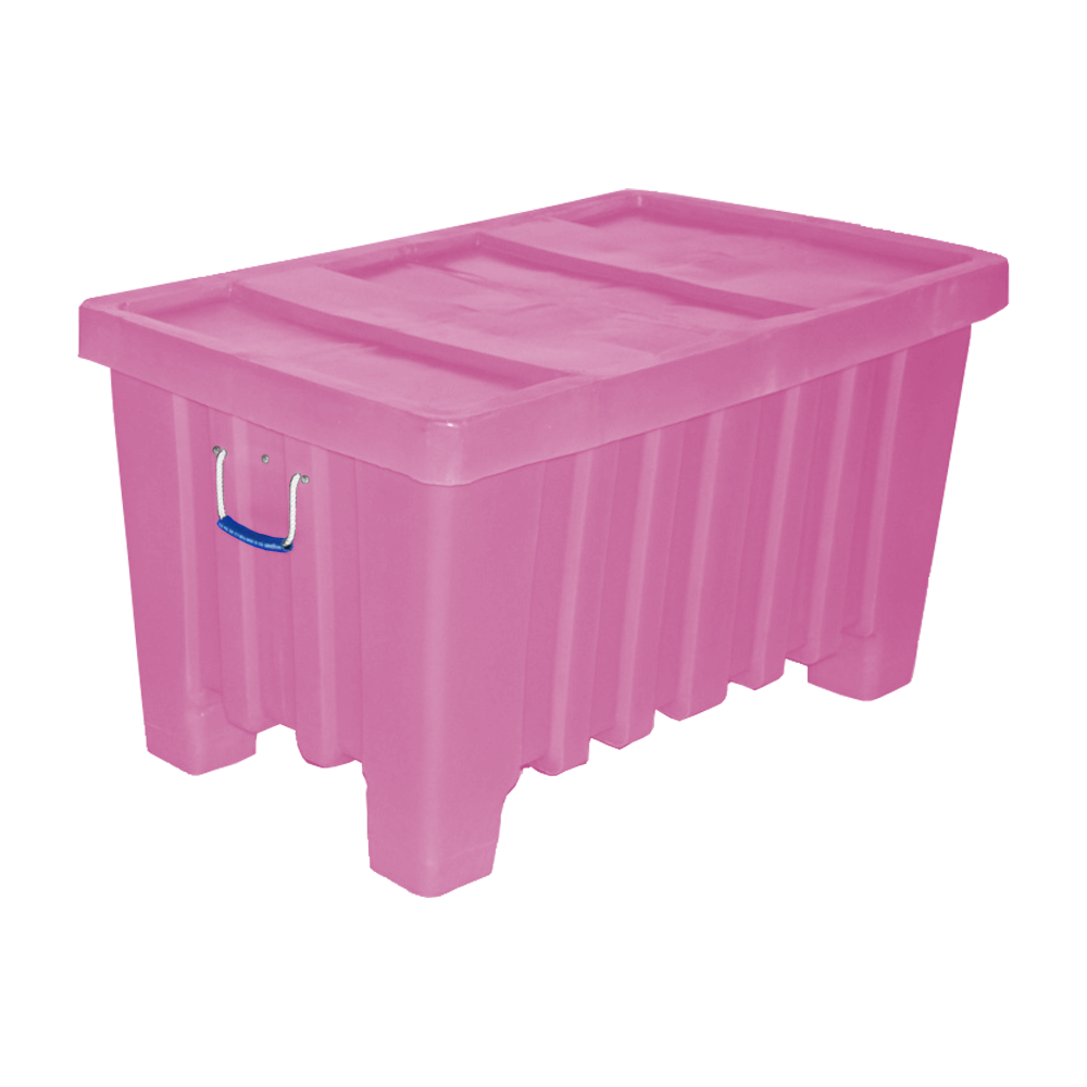 MTW, Forkliftable Bulk Container,  7 Bushel, 43" x 26.5" x 24" - Pink, Heavy Duty 