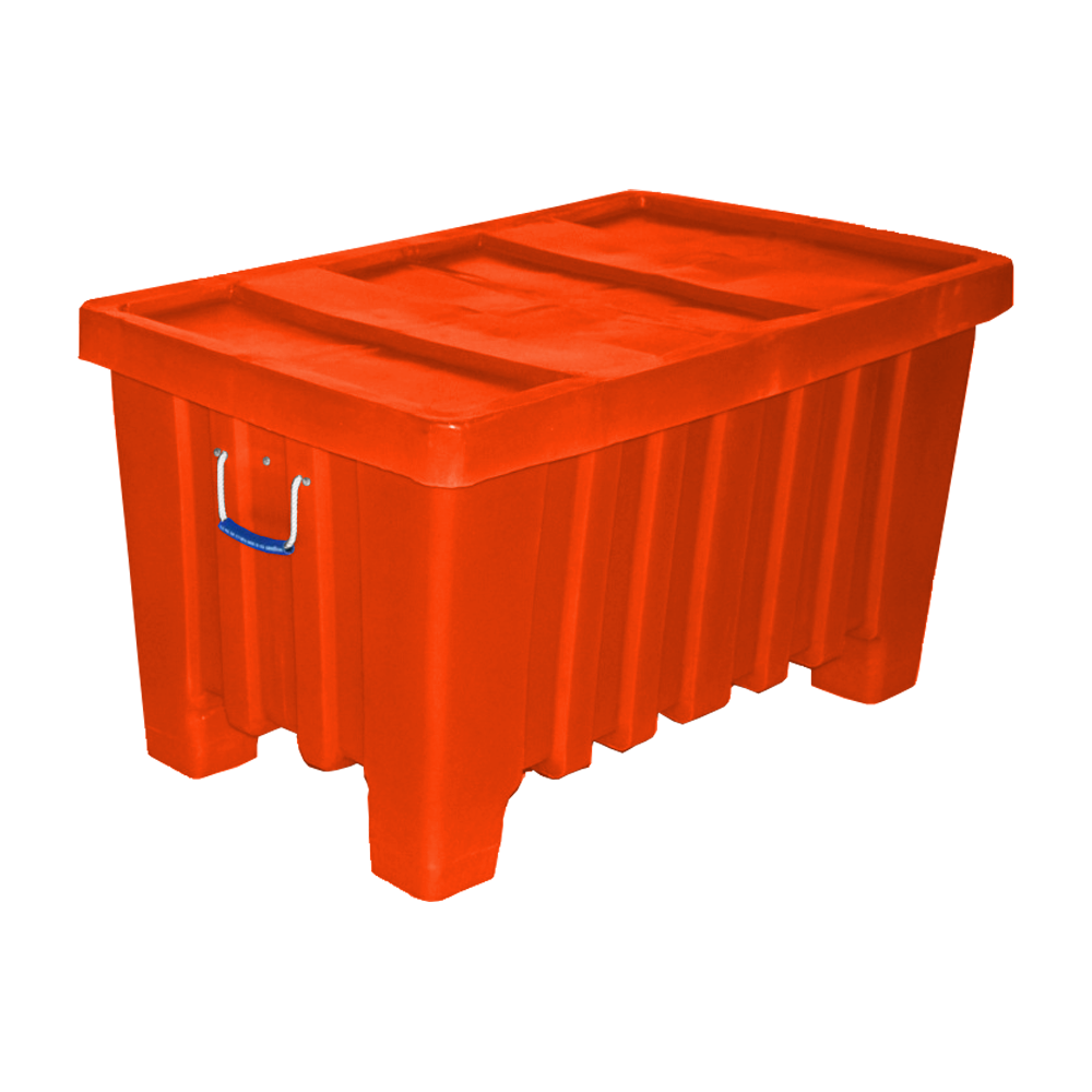MTW, Forkliftable Bulk Container,  7 Bushel, 43" x 26.5" x 24" - Orange, Heavy Duty 