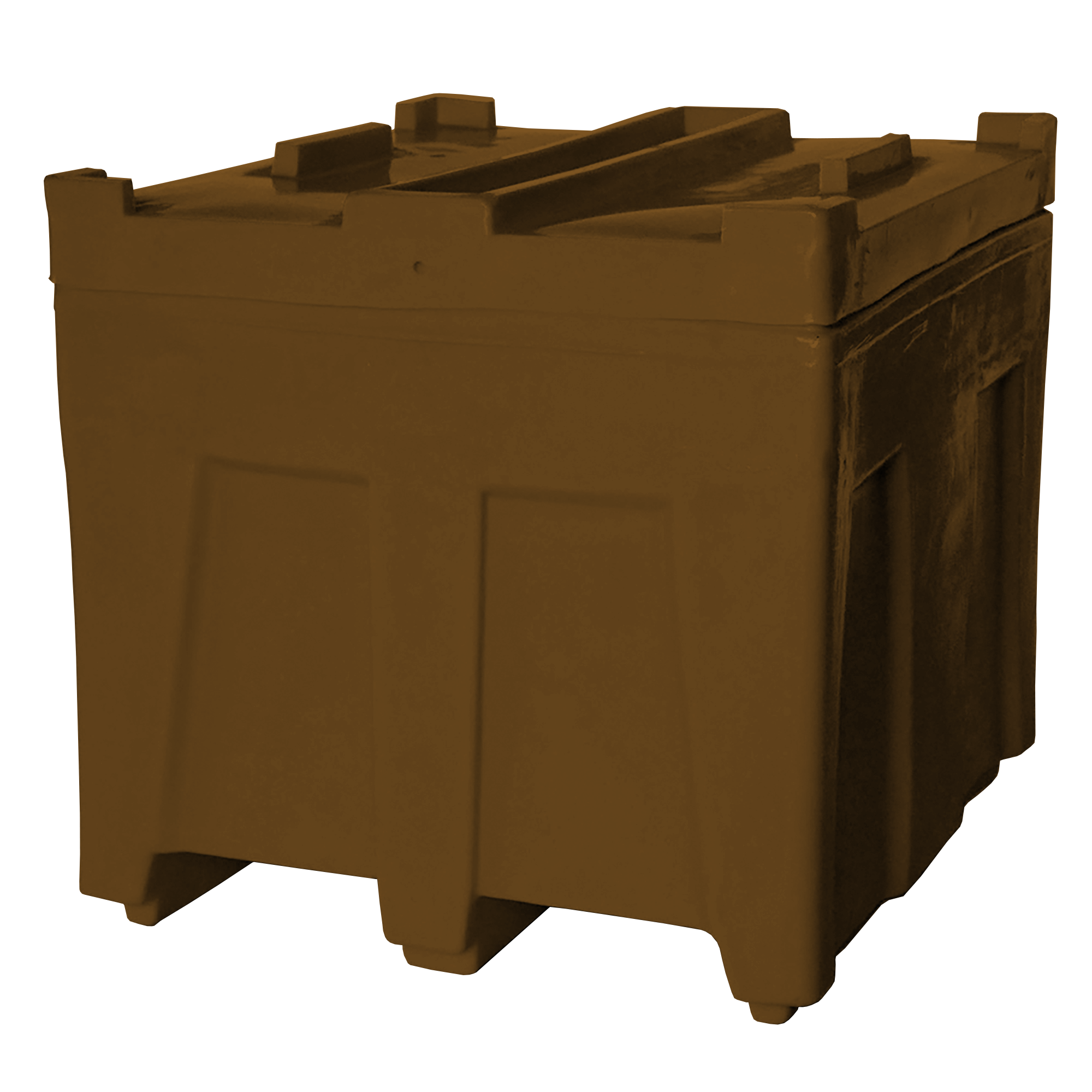 SO-3626 Series, Stack Only Container with Lid, 11.7 Bushel, 36" x 32" x 29.5" - Brown 
